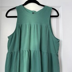 High Neck Tiered Tank Dress in Seafoam